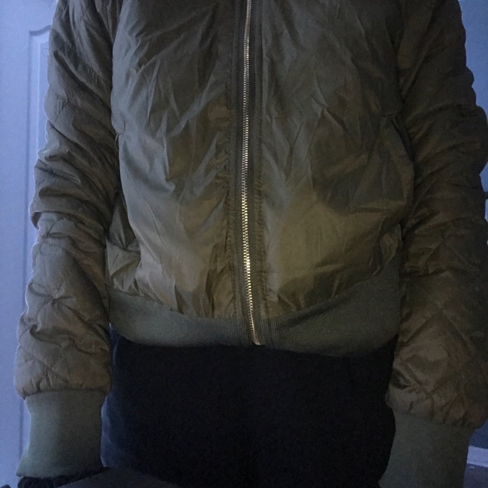 Navy green and gold zip up jacket